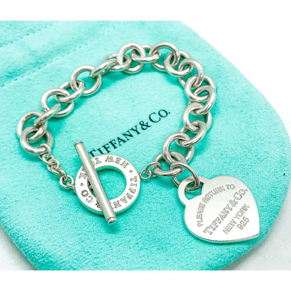 Tiffany & Co. Return to Tiffany Heart Tag Toggle Bracelet Sterling Silver 6.5"